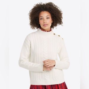 NWT Draper James Cableknit Turtleneck Sweater in Magnolia White